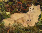 Richard Morsette, Mother and Kitten, 1996, acrylic on wood board
