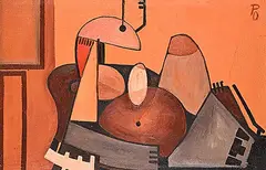 Peter Paul Ochs, Untitled - Shapes in Orange, oil on canvas