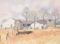 James Stanford Perrott, Farmyard, watercolour on paper