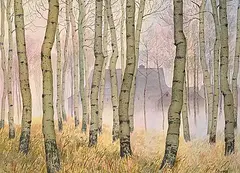 James Stanford Perrott, Untitled - Through the Birch Trees, watercolour on paper