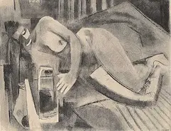 James Stanford Perrott, Untitled - Sleeping Nude, 1954, charcoal on paper