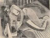 James Stanford Perrott, Untitled - Sleeping Nude, 1954, charcoal on paper