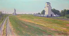 Stan Phelps, Prairie Totems at Loreburn, 2024, acrylic on canvas
