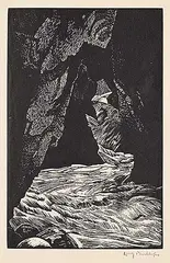 Walter J. Phillips, The Source of the Bow, 1936, wood engraving on paper