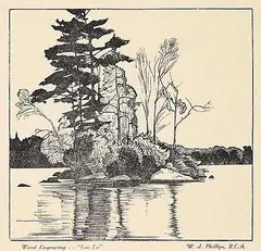 Walter J. Phillips, Lac Lu, wood engraving on paper