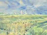 Jack Rigaux, Untitled - Grain Elevators in the Distance