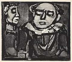 Georges Rouault, Dr. Paille et Prof. Poutre, 1938, wood block on paper