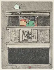Noboru Sawai, Bayton Company Left Wing #5/75, 1983, etching and colour wood block on paper