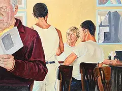 Carl Schlademan, Untitled - Cafe Scene, 1997, oil on canvas