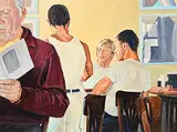 Carl Schlademan, Untitled - Cafe Scene, 1997, oil on canvas