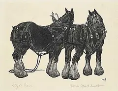 James Agrell Smith, Clyde Team, wood block on paper