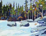 H. William Townsend, River Near Radium Hot Springs, oil on wood panel