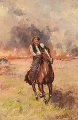 Sydney S. Vick, Untitled - Ride Through Trouble, oil on canvas