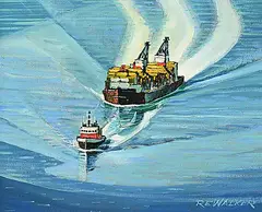 Robert Eveleigh Walker, Log Transport, oil on canvas board