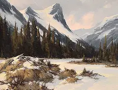Karl E. Wood, The Old Lodge [Canmore, Alberta], oil on wood board