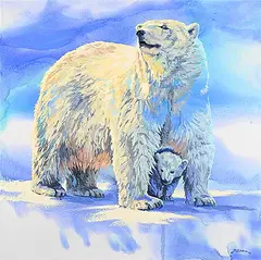 Robert Edward Wood, Cautious Cub, oil on canvas