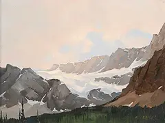 Crowfoot Glacier by Karl E. Wood, oil on wood board, sold Dec 2025