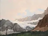 Karl E. Wood, Crowfoot Glacier, oil on wood board