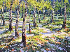 Robert Edward Wood, Spring Forest [Above Barrier Lake, Kananaskis], oil on canvas