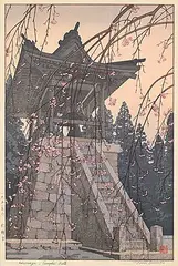 Tōshi Yoshida, Heirinji, Temple Bell, colour wood block on paper