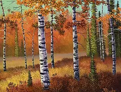 Roger D. Arndt, The Birch Grove, oil on wood board
