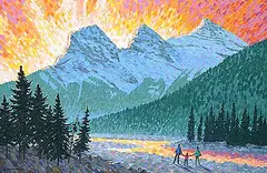 Three Sisters Morning by William Roy Brownridge, acrylic on canvas, sold Nov 2025
