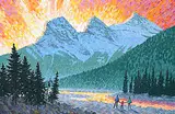William Roy Brownridge, Three Sisters Morning, acrylic on canvas
