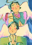 Claudette Castonguay, Les anges de Noel, 2004, acrylic on canvas
