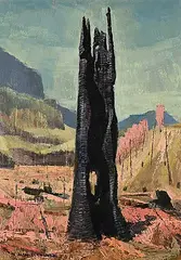 Alan Caswell Collier, Monument, Near Bella Coola, B.C., oil on paper board