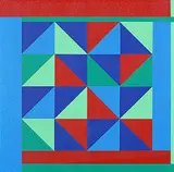 Rhys Douglas Farrell, Untitled - Blue, Green and Red Triangle Shapes, 2019, acrylic on canvas
