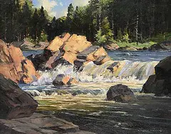 Thomas Hilton Garside, Rushing River, oil on canvas