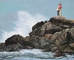 Leonard James Gibbs, Windy Shores, acrylic on wood board