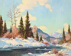 Roland Gissing, Winter Bow River, oil on canvas