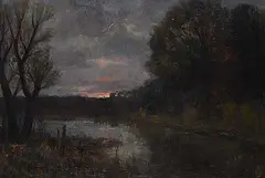 John A. Hammond, Sunset on River, oil on canvas