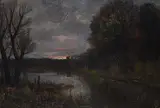 John A. Hammond, Sunset on River, oil on canvas