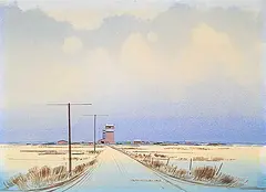 Robert Newton Hurley, Untitled - Big Blue Sky on the Prairies, 1963, watercolour on paper