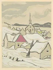 A. Y. Jackson, Untitled - Winter in St. Fidele, colour silkscreen on paper
