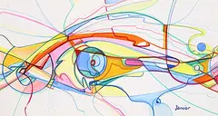 Alex Janvier, Swimming Cold, 2018, watercolour on paper