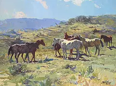 Jack Elmo King, Untitled - Field of Seven, oil on wood board