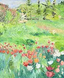 Dorothy Knowles, Tulips in a Field, 1991, oil on canvas