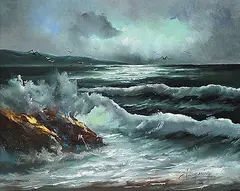 Claude Langevin, Untitled - Seascape, 1968, oil on canvas