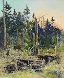 André Lapine, Untitled - Morning Graze, oil on canvas