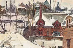 Bruce Le Dain, Mountain Street Below Pine Ave. Montreal, 1974, oil on wood board