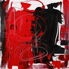 Fabienne Leydecker, Bold in Red [Abstract 7], mixed media on canvas