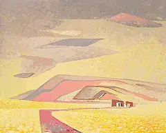 Luke Orton Lindoe, Untitled - Follow the Road, 1948, oil on wood board