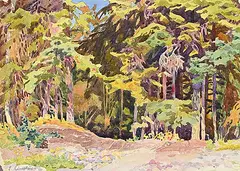 Ernest Friedrich Lindner, Untitled - Entering the Forest, 1976, watercolour on paper