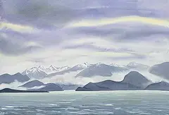 Doris Jean McCarthy, Cloud Hung, West Coast, 1987, watercolour on paper