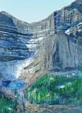 John Mckee, Alpine Peak and Mtn Lake #2, acrylic on wood board