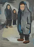 Wynona Croft Mulcaster, Boys in Winter, 1950, oil on wood board