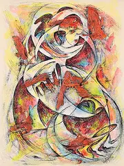 Daphne Odjig, Owl, 1973, acrylic on paper